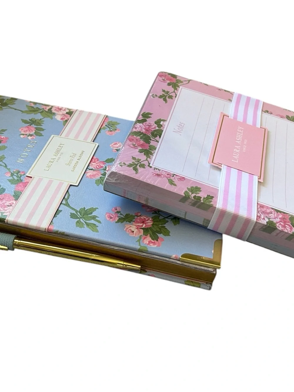 Laura Ashley Floral Spiral Notebook Pen Set and Large Scalloped Note Pad